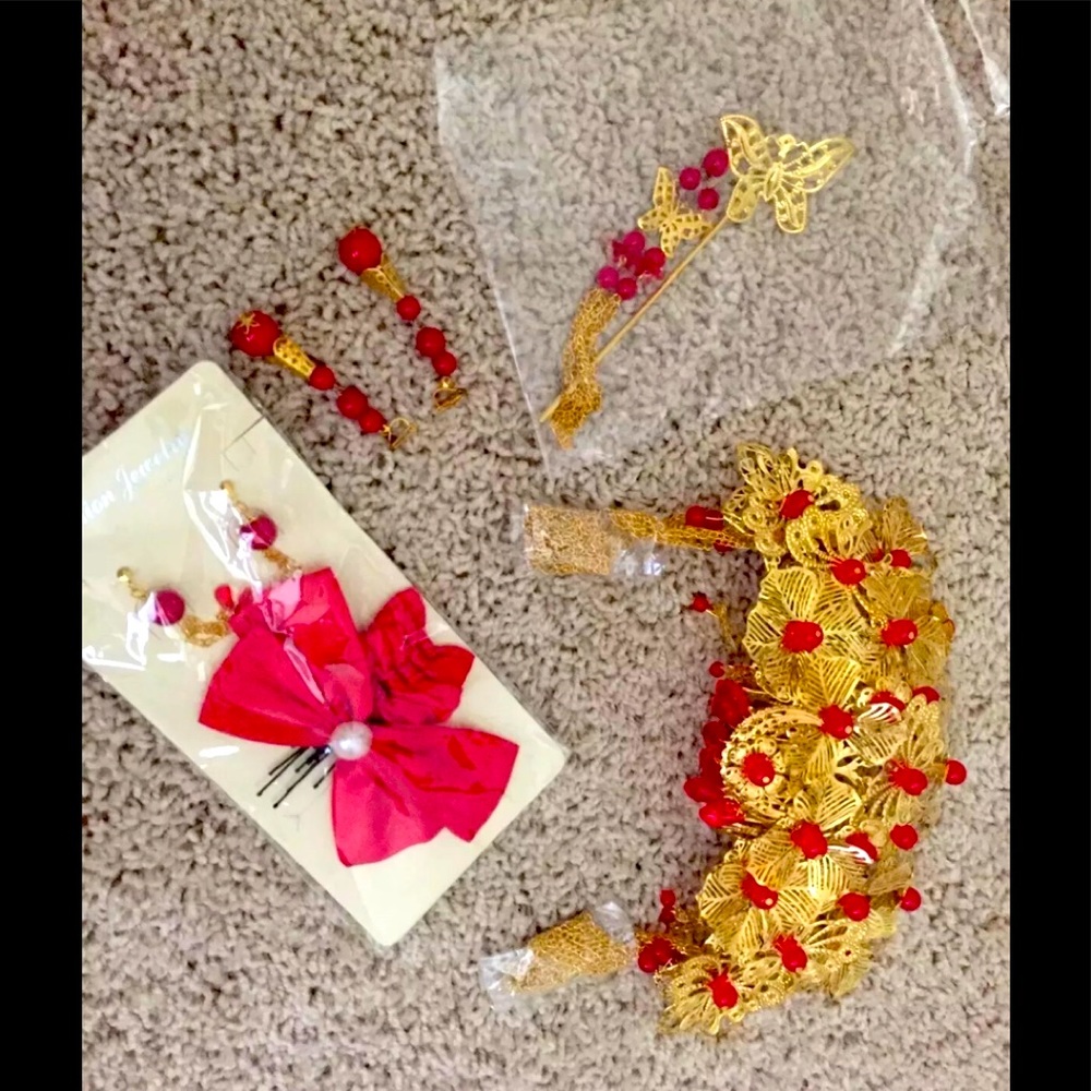 Chinese wedding accessories: hair/earrings BRAND NEW